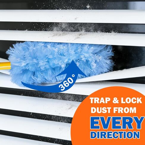 60 Heavy Duty Duster Refills for Swiffer Duster, 3 ft Extendable Handle + 1 Short Handle, Multisurface 360 Dusters kit for Dusting Furniture, Ceiling Fans, Blinds, Blue in Saudi Arabia