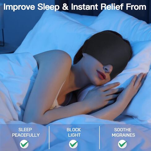 Migraine Headache Relief Cap, FSA Eligible Items Only List，Upgraded Odorless Gel Ice Head Wrap, Soothing Headache Hat, Ice Head Wrap with Hot or Cold Therapy, Tension Relief(Black) in Saudi Arabia