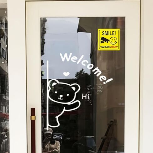 5 Pcs Smile You're On Camera Sign Stickers - 4" x 4" - Video surveillance reminder signs Prevent intrusion- Self Adhesive Decal for Indoor Outdoor in Saudi Arabia