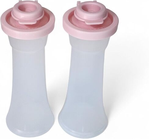 Tupperware Mini 4 Inch Hourglass Salt and Pepper Shakers Powder Pink Seal in Saudi Arabia