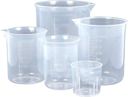 5 Pack Plastic Measuring Jugs, Transparent Lab Graduated Beakers, Heat Resistant Measuring Mixing Cups Set, Multipurpose Cooking Baking Liquid Measure Tool 30ml 50ml 100ml 150ml 300ml in Saudi Arabia