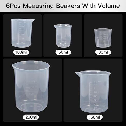 5 Pack Plastic Measuring Jugs, Transparent Lab Graduated Beakers, Heat Resistant Measuring Mixing Cups Set, Multipurpose Cooking Baking Liquid Measure Tool 30ml 50ml 100ml 150ml 300ml in Saudi Arabia