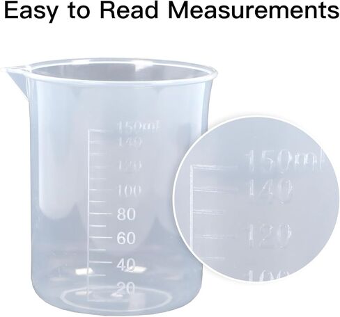 5 Pack Plastic Measuring Jugs, Transparent Lab Graduated Beakers, Heat Resistant Measuring Mixing Cups Set, Multipurpose Cooking Baking Liquid Measure Tool 30ml 50ml 100ml 150ml 300ml in Saudi Arabia