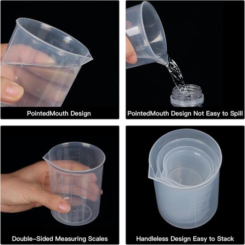 5 Pack Plastic Measuring Jugs, Transparent Lab Graduated Beakers, Heat Resistant Measuring Mixing Cups Set, Multipurpose Cooking Baking Liquid Measure Tool 30ml 50ml 100ml 150ml 300ml in Saudi Arabia