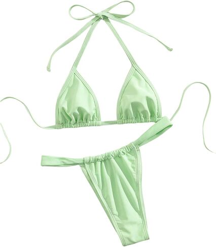 SHENHE Women's Thong Bikini Set Micro Triangle Halter Top High Cut Brazilian Swimsuits 2 Piece in Saudi Arabia