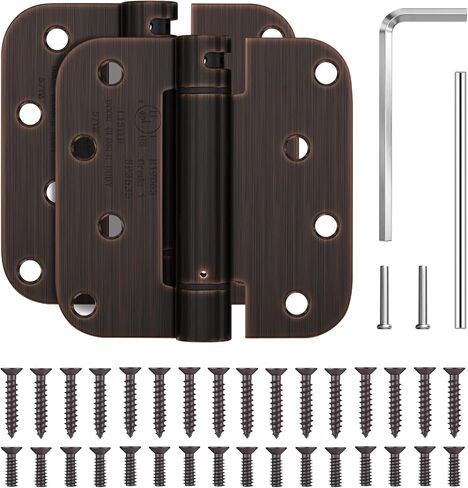 JIW Self Closing Door Hinges 3.5 Inch Matte Black Spring Hinge with 5/8'' Radius Corners, Adjustable Tension for Garage, Front and Back Door, UL Listed, 2 Pack in Saudi Arabia
