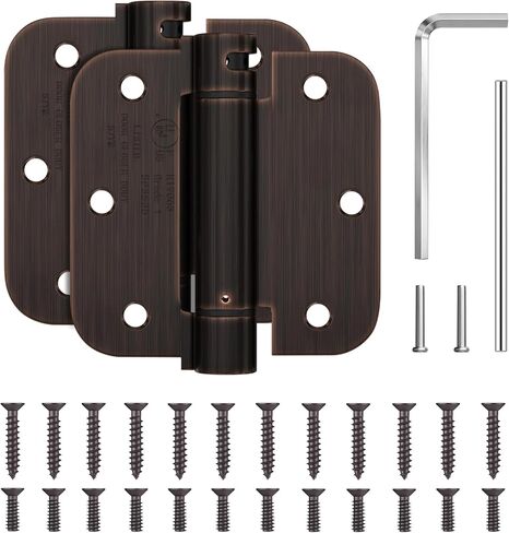 JIW Self Closing Door Hinges 3.5 Inch Matte Black Spring Hinge with 5/8'' Radius Corners, Adjustable Tension for Garage, Front and Back Door, UL Listed, 2 Pack in Saudi Arabia