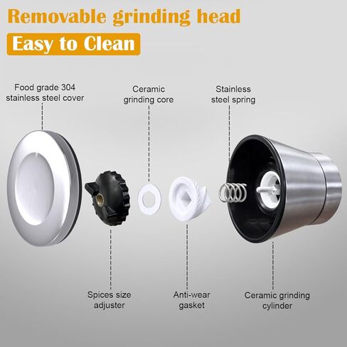 1 Pack Salt or Pepper Grinder - Stainless Steel Glass Manual Mills, Refillable Adjustable Coarseness in Saudi Arabia