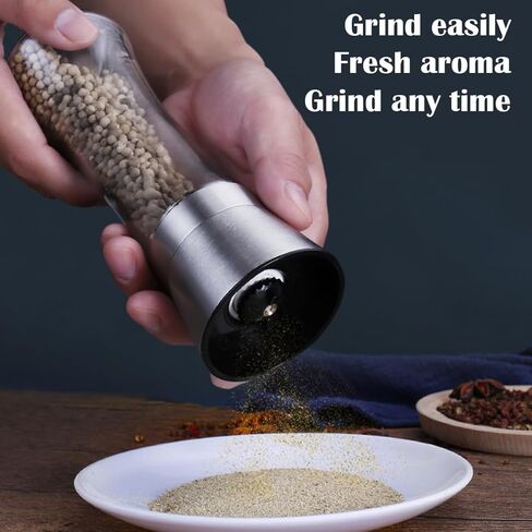 1 Pack Salt or Pepper Grinder - Stainless Steel Glass Manual Mills, Refillable Adjustable Coarseness in Saudi Arabia