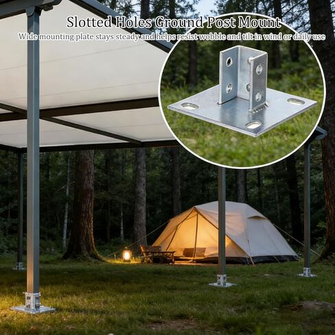 8 PCS Strut Post Bases for 1-5/8 in Square Single Channel, U-Shape Floor Mount Post Base with 4 Slotted Holes, 5.7 x 5.7 in Flat Plate, Galvanized Carbon Steel Post Brackets in Saudi Arabia