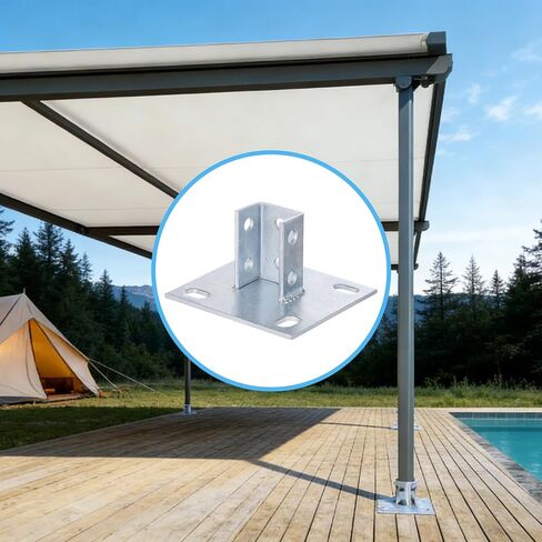 8 PCS Strut Post Bases for 1-5/8 in Square Single Channel, U-Shape Floor Mount Post Base with 4 Slotted Holes, 5.7 x 5.7 in Flat Plate, Galvanized Carbon Steel Post Brackets in Saudi Arabia