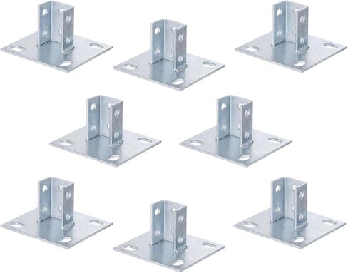 8 PCS Strut Post Bases for 1-5/8 in Square Single Channel, U-Shape Floor Mount Post Base with 4 Slotted Holes, 5.7 x 5.7 in Flat Plate, Galvanized Carbon Steel Post Brackets in Saudi Arabia