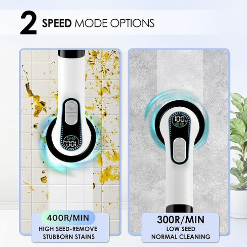 Electric Spin Scrubber for Cleaning, Cordless Power Scrubber with Long Handle, 10 Replaceable Brush Heads, 2-Speed, IPX7 Waterproof for Bathroom, Shower, Tub, Tile & Kitchen in Saudi Arabia