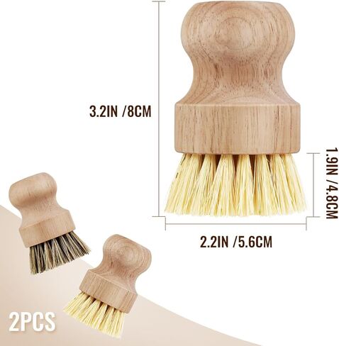 2 Pcs Dish Brush, Wood Dishes Scrub Brush, Pot Brush for Kitchen Cleaning Dishes Pots Pans (Sisal and Palm) in Saudi Arabia