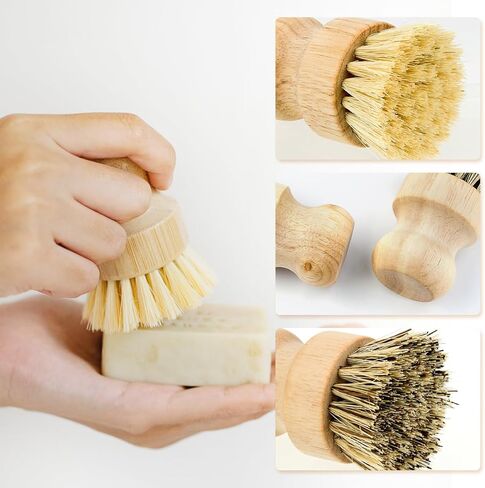 2 Pcs Dish Brush, Wood Dishes Scrub Brush, Pot Brush for Kitchen Cleaning Dishes Pots Pans (Sisal and Palm) in Saudi Arabia