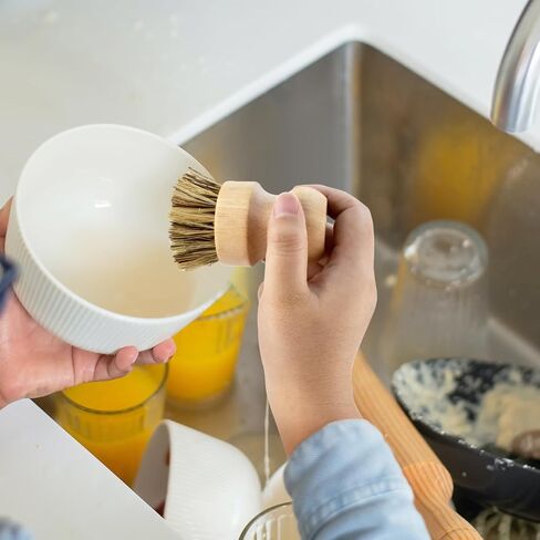 2 Pcs Dish Brush, Wood Dishes Scrub Brush, Pot Brush for Kitchen Cleaning Dishes Pots Pans (Sisal and Palm) in Saudi Arabia