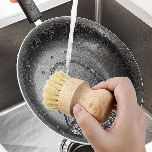 2 Pcs Dish Brush, Wood Dishes Scrub Brush, Pot Brush for Kitchen Cleaning Dishes Pots Pans (Sisal and Palm) in Saudi Arabia