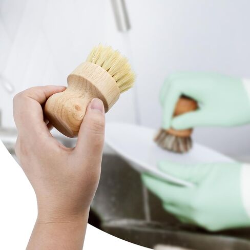 2 Pcs Dish Brush, Wood Dishes Scrub Brush, Pot Brush for Kitchen Cleaning Dishes Pots Pans (Sisal and Palm) in Saudi Arabia