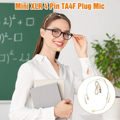 5 Pack Professional Headset/Headworn Microphone Omni-Directional Hanging Condenser Over-Ear TA4F Mini XLR Mic for Shure Hands-Free Microphone with Windscreen,Beige Low Profile Light-Weight in Saudi Arabia