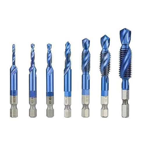 6pcs HSS Thread Tap Set M3 M4 M5 M6 M8 M10 - Precision Screw Machine Taps with Center Punch, Durable Nanos Blue Coated Tap Drill Bits for Metal & Wood, Ideal for DIY & Professionals in Saudi Arabia