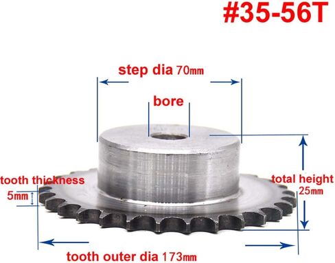 Tooth Roller Chain Sprocket, #35 Roller Chain Drive Sprocket 56 Teeth #35-56T 3/8" Pitch for #35H 06B Roller Chain in Saudi Arabia