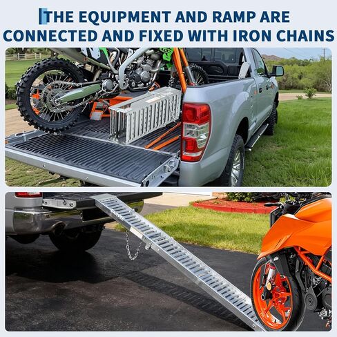 Garvee 72" Loading Ramps for Pickup Trucks, 2-Pack Folding Truck Ramps 1000 Lb Capacity Total, Tri-Fold Design for Motorcycle, Dirt Bikes, Lawn Mowers, ATVs, 72" L x 9" W, Silver in Saudi Arabia