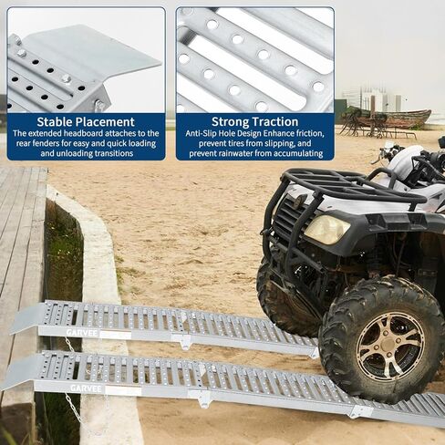 Garvee 72" Loading Ramps for Pickup Trucks, 2-Pack Folding Truck Ramps 1000 Lb Capacity Total, Tri-Fold Design for Motorcycle, Dirt Bikes, Lawn Mowers, ATVs, 72" L x 9" W, Silver in Saudi Arabia