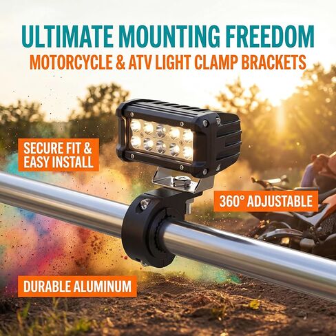 ANKIA 2Pcs Motorcycle LED Light Horizontal Clamp Mounting Bracket Kit Fit on 7/8" Bull Bars Roof Racks Roll Cages for Motorcycle ATV UTV Spotlights Fog Light Mount Motorbike Accessories (M10) in Saudi Arabia