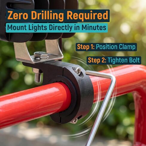 ANKIA 2Pcs Motorcycle LED Light Horizontal Clamp Mounting Bracket Kit Fit on 7/8" Bull Bars Roof Racks Roll Cages for Motorcycle ATV UTV Spotlights Fog Light Mount Motorbike Accessories (M10) in Saudi Arabia