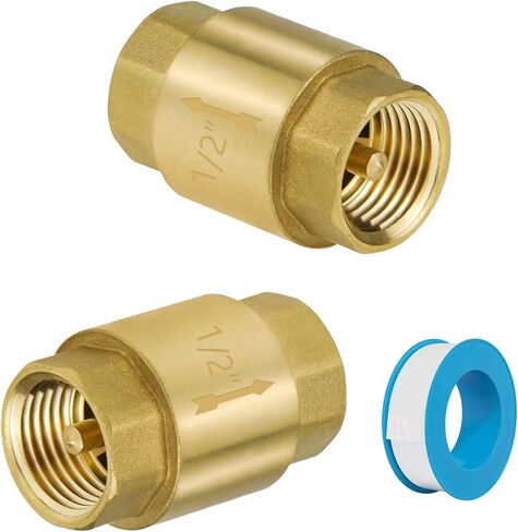 Angry Pony NPT 3/4 Check Valve Brass Water Check Valves, One Way Valve Backflow Preventer, Inline Spring Non Return Valve for Sprinkler, Sump Pump, Air Compressor, Oil, Gas, Water, 2PCS in Saudi Arabia