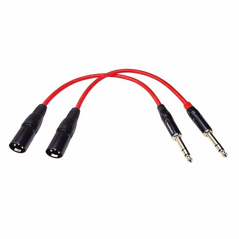 كابل صوت متوازن XLR ذكر إلى 1/4 TRS مكون من قطعتين - مطلي بالذهب الاحترافي لخلاط تسجيل الاستوديو Preamp in Kuwait