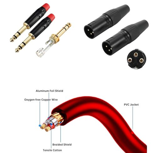 كابل صوت متوازن XLR ذكر إلى 1/4 TRS مكون من قطعتين - مطلي بالذهب الاحترافي لخلاط تسجيل الاستوديو Preamp in Kuwait