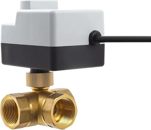 AC220V/DC12-24 DN15 DN20 DN25 Brass Valve 2-way / 3-way Electric Ball Actuator With Manual Switch Normally Closed 1Pcs(3WAYAC220DN25) in Saudi Arabia