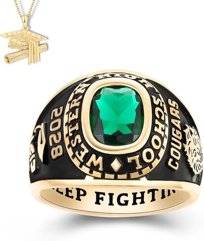 Customized Sterling Silver or 10 KT Gold Men's High School and College Class Ring – Ultimate Collection - Mementos Jewelry in Saudi Arabia