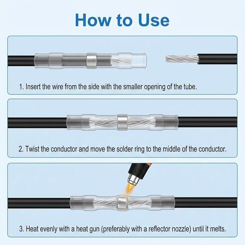 150 Pcs Waterproof Solder Seal Wire Connectors AWG 26-24, Heat Shrink Butt Connectors White Terminals Solder Sleeve Wire Splice Connector Insulated Electrical Splice for Marine Car Electrical Engineer in Saudi Arabia
