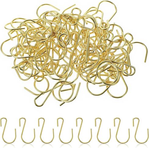 80PCS Small S Hooks, 1 Inch Metal Hanging Hooks Mini S Shaped Iron Wire Hook Hanger for Hang Christmas Tree Decorations Jewelry Kitchenware Potted Plants(Gold) in Saudi Arabia