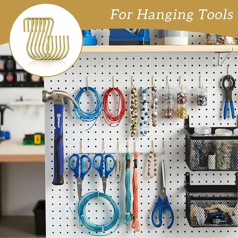 80PCS Small S Hooks, 1 Inch Metal Hanging Hooks Mini S Shaped Iron Wire Hook Hanger for Hang Christmas Tree Decorations Jewelry Kitchenware Potted Plants(Gold) in Saudi Arabia