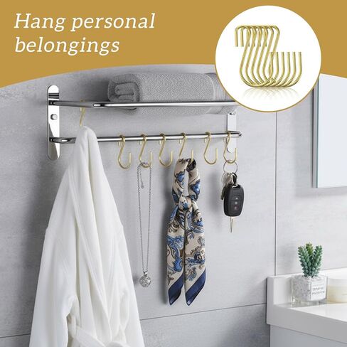 80PCS Small S Hooks, 1 Inch Metal Hanging Hooks Mini S Shaped Iron Wire Hook Hanger for Hang Christmas Tree Decorations Jewelry Kitchenware Potted Plants(Gold) in Saudi Arabia