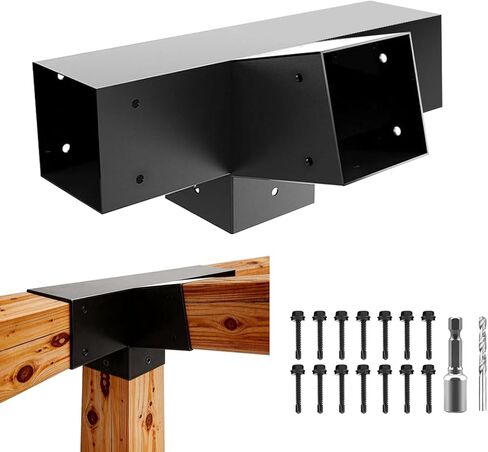 مجموعات دعامة Pegola 15° 4 اتجاهات، دعامات عمود السقف المائل DIY مقاس 4 × 4 بوصة (فعلي: 3.5 بوصة × 3.5 بوصة) دعم خشبي لدعم الشعاع، 13 دعامة شديدة التحمل للأجنحة وشرفات المراقبة والأكواخ والكبائن (عبوة واحدة) in Kuwait