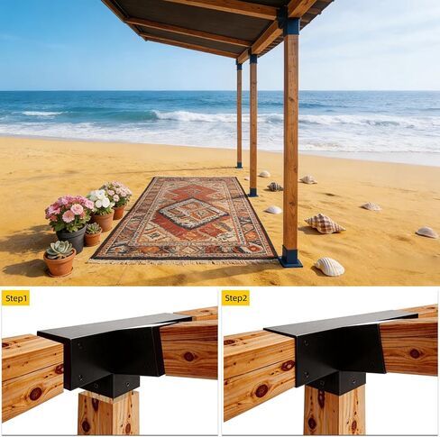 مجموعات دعامة Pegola 15° 4 اتجاهات، دعامات عمود السقف المائل DIY مقاس 4 × 4 بوصة (فعلي: 3.5 بوصة × 3.5 بوصة) دعم خشبي لدعم الشعاع، 13 دعامة شديدة التحمل للأجنحة وشرفات المراقبة والأكواخ والكبائن (عبوة واحدة) in Kuwait