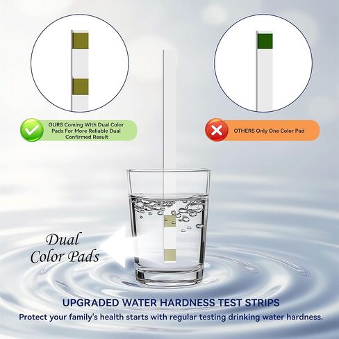 Water Hardness Test 200 Strips Kit for Home Drinking Water and Pool Spa, Water Softener Hard Water Testing Strips, Tap Well Tester Kit for Calcium & Magnesium (0-425 ppm) with Sample Tube in Saudi Arabia