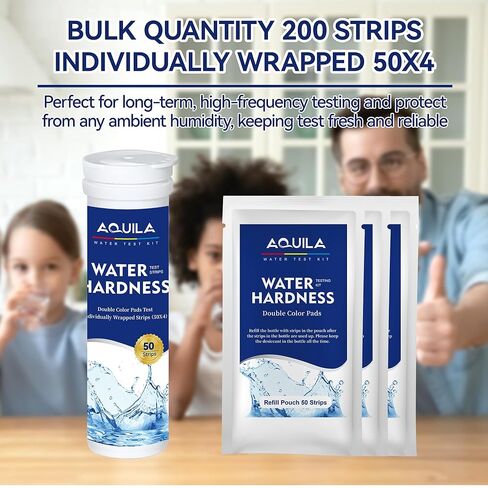 Water Hardness Test 200 Strips Kit for Home Drinking Water and Pool Spa, Water Softener Hard Water Testing Strips, Tap Well Tester Kit for Calcium & Magnesium (0-425 ppm) with Sample Tube in Saudi Arabia