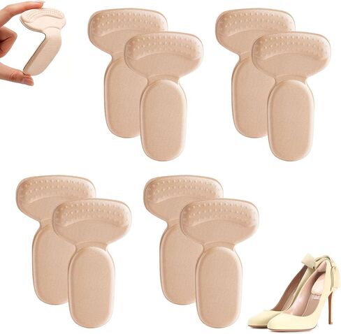 Heel Pads for Shoes Women, Heel Grips for Womens Shoes - Shoe Inserts for Women, Soft Heel Protectors & Cushions to Stop Slip, Blister & Heel Pain, Adjust Fit for Big Shoes (4 Pairs, Beige) in Saudi Arabia