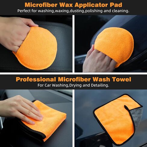 10PCS Car Detailing Brush Set Bristle Horse Hair Boars Brush with Elbow Adapter, Microfiber Wax Applicator Pads, Drying Towel and Cleaning Gel, Cleaning Kit for Car Interior & Exterior in Saudi Arabia
