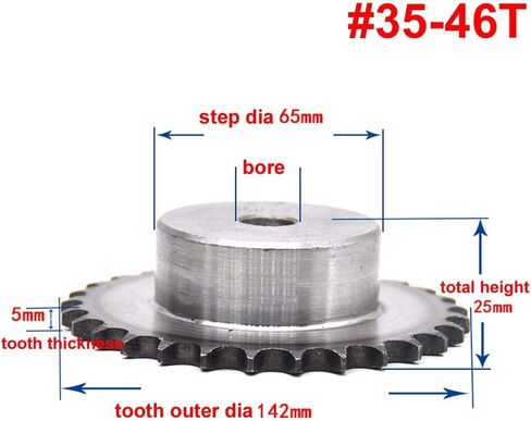 Tooth Roller Chain Sprocket, #35 Roller Chain Drive Sprocket 46 Teeth #35-46T 3/8" Pitch for #35H 06B Roller Chain in Saudi Arabia