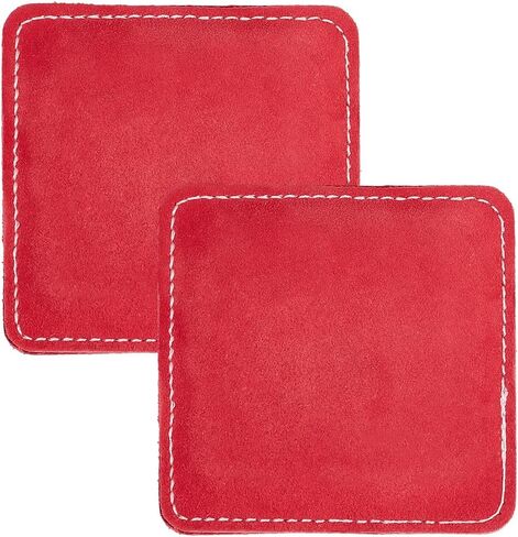 2Pcs Genuine Leather Billiards Cue Towel 3.7" x 3.7" Red Soft Snooker Pole Cloth Towels Stick Shaft Cleaner Polisher Burnisher Tool for Pool Cue Balls Table Maintenance Accessories in Saudi Arabia