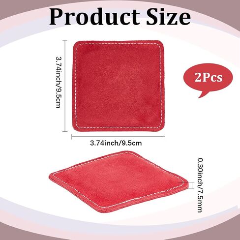 2Pcs Genuine Leather Billiards Cue Towel 3.7" x 3.7" Red Soft Snooker Pole Cloth Towels Stick Shaft Cleaner Polisher Burnisher Tool for Pool Cue Balls Table Maintenance Accessories in Saudi Arabia