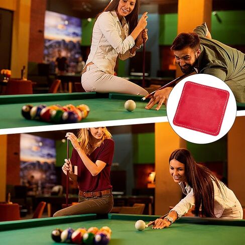 2Pcs Genuine Leather Billiards Cue Towel 3.7" x 3.7" Red Soft Snooker Pole Cloth Towels Stick Shaft Cleaner Polisher Burnisher Tool for Pool Cue Balls Table Maintenance Accessories in Saudi Arabia