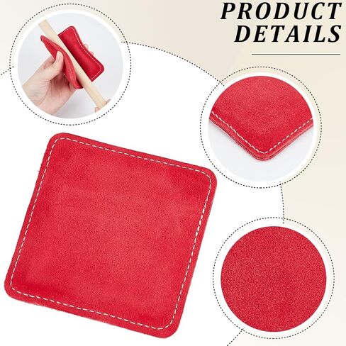 2Pcs Genuine Leather Billiards Cue Towel 3.7" x 3.7" Red Soft Snooker Pole Cloth Towels Stick Shaft Cleaner Polisher Burnisher Tool for Pool Cue Balls Table Maintenance Accessories in Saudi Arabia