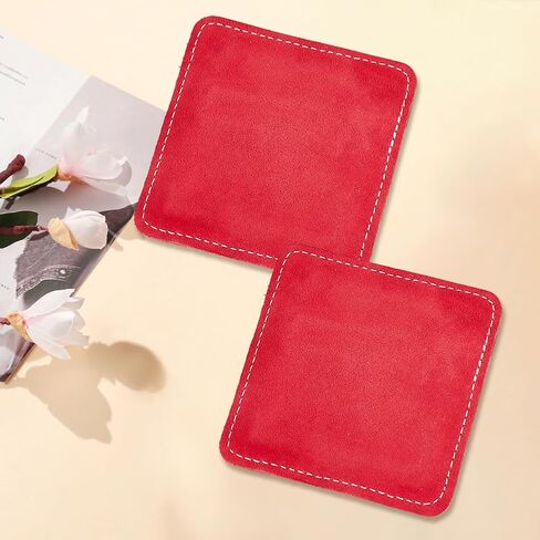 2Pcs Genuine Leather Billiards Cue Towel 3.7" x 3.7" Red Soft Snooker Pole Cloth Towels Stick Shaft Cleaner Polisher Burnisher Tool for Pool Cue Balls Table Maintenance Accessories in Saudi Arabia